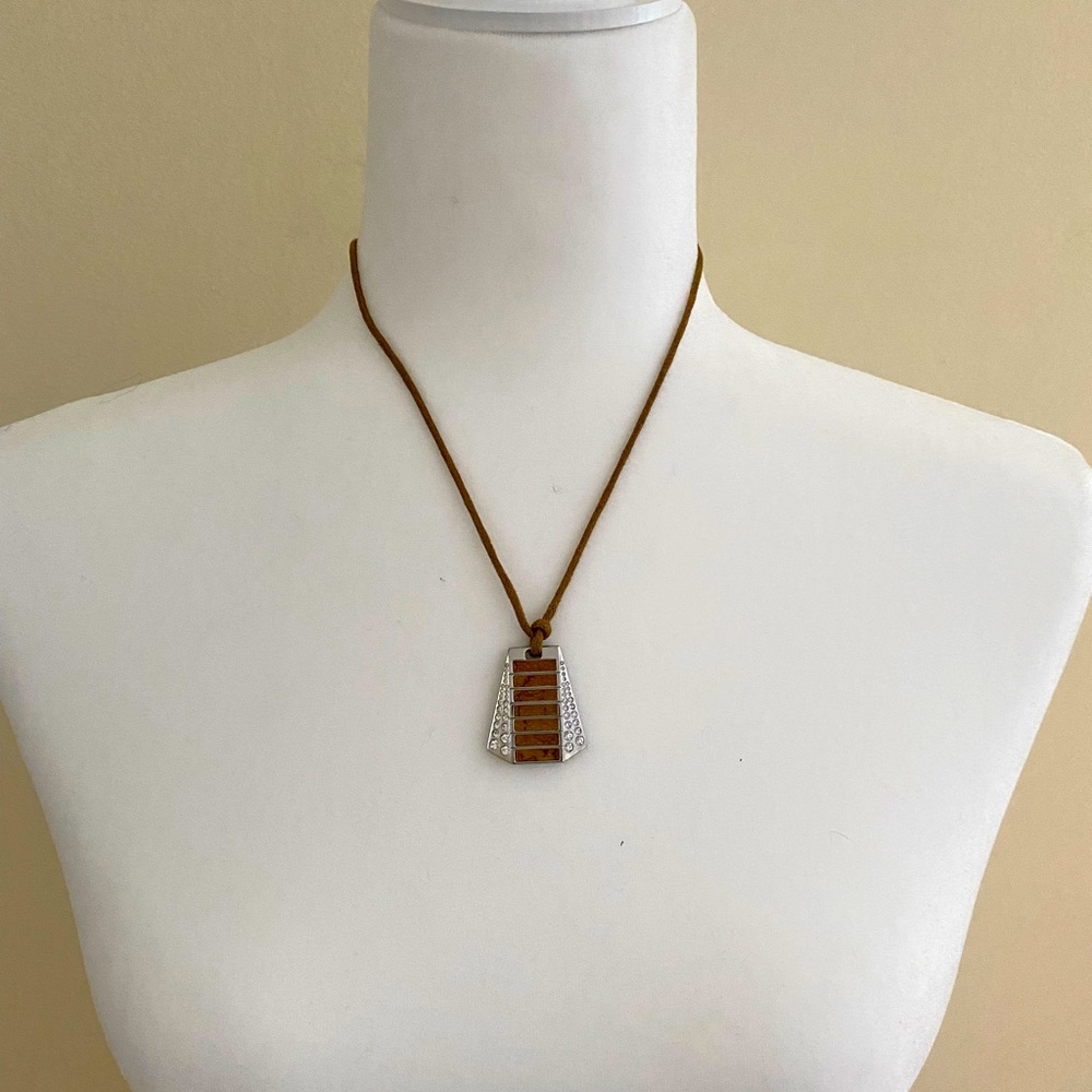 Necklace with brown strap